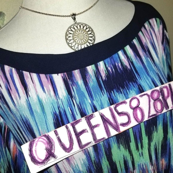 New Jessica Howard Womens Dress 14W Blue Stretch 3/4 Sleeve Plus Size - Picture 2 of 8